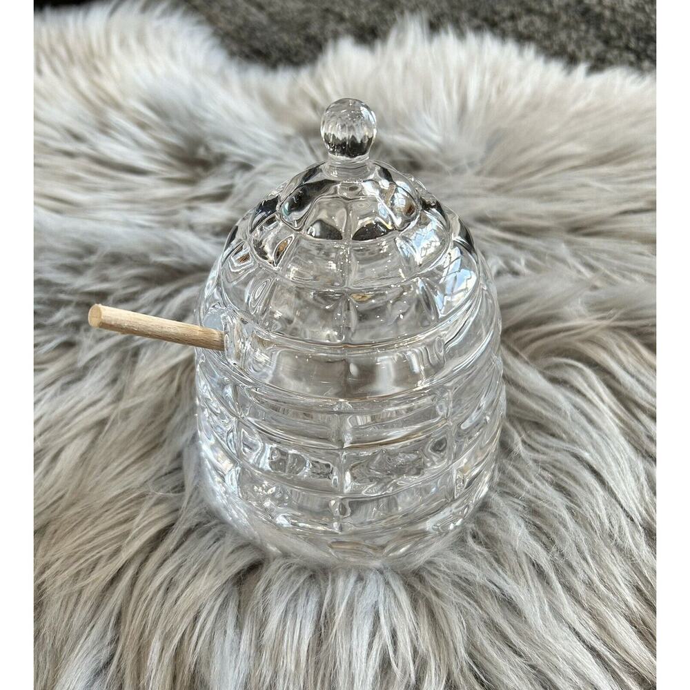 Studio Silversmith Crystal Honey Jar, Beehive‎ Honey Dish